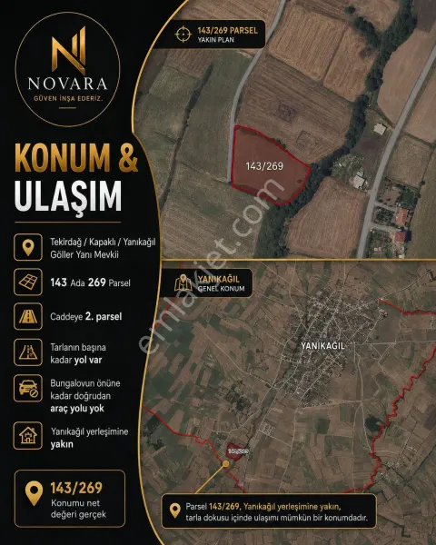 Sahibinden Kapaklı Yanıkağıl'da 480 M² Bungalovlu Satılık Tarla
