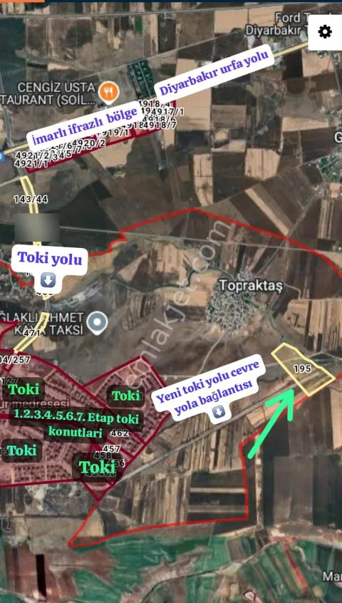 Sahibinden Diyarbakır Bağlar Topraktaş195 Parselde 120 Metre Mevcut Yatırımlık Arsa