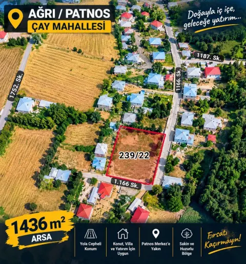 Sahibinden Ağrı Patnos Çay Mahallesi’nde 1436 M² Arsa | Yatırım Fırsatı