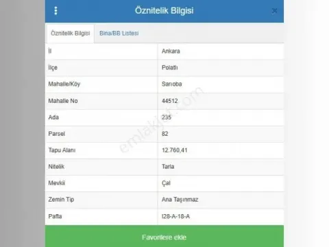 Sahibinden Sarıoba Köyünde Satılık Tarla (mevkii : Çal)