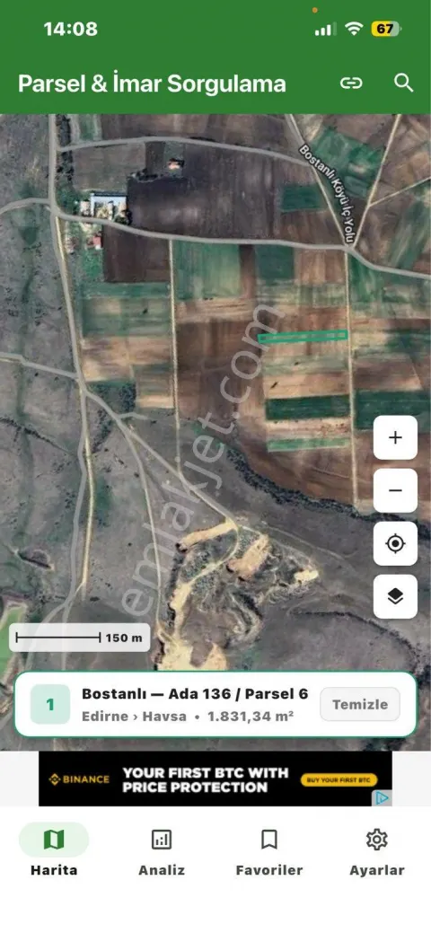 Sahibinden Edirne Havza Bostanlı Tek Tapulu