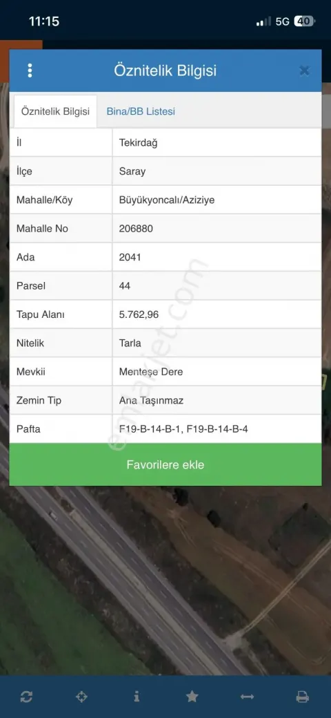 Sahibinden Saray Büyükyoncalı Da Satışık Tarla