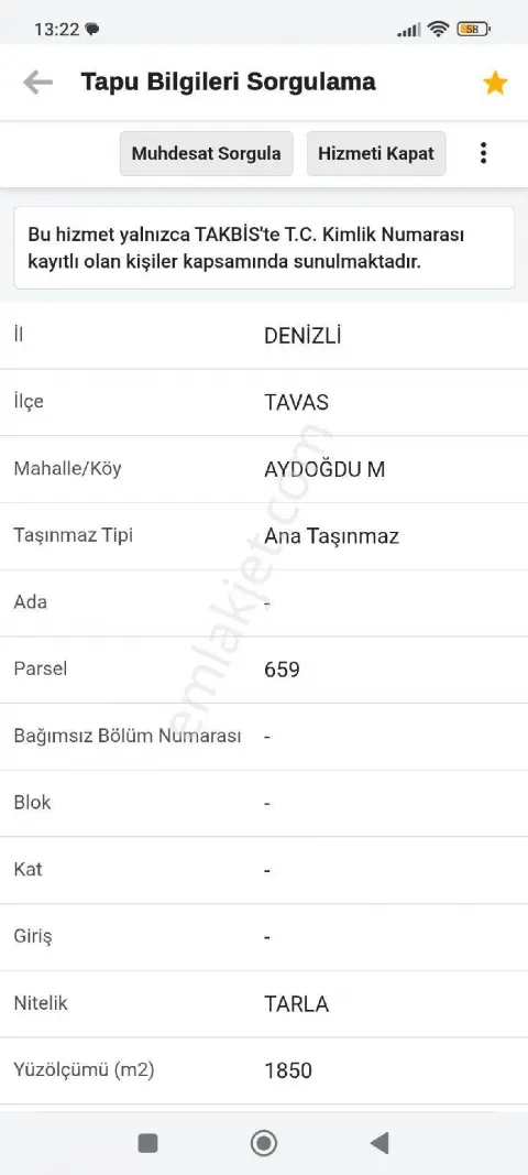 Sahibinden Tavas Aydoğdu'da Tarla