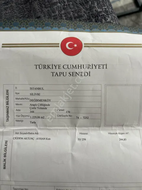 Sahibinden Acil Satılık Yatırımlık Arsa