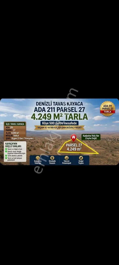 Sahibinden 4.300 Metre Metre Müstakil Parsel