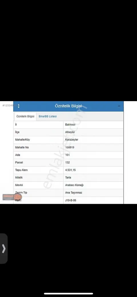 Sahibinden Altıeylül Karabeyler De Tarla