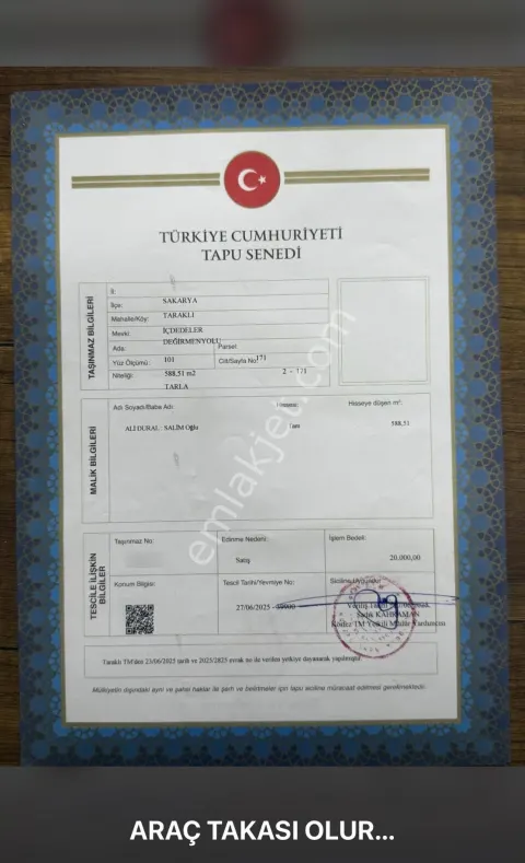 Sahibinden Sahibinden Çiftçiye Bağ Bahçeye Uygun Tarla