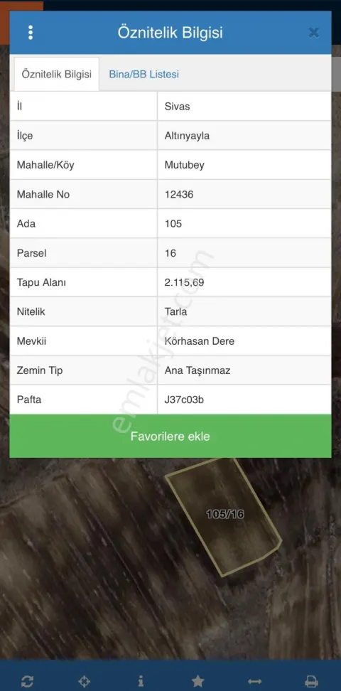Sahibinden Sivas Altınyayla Mutubey'de Satılık 2115 M² Tarla