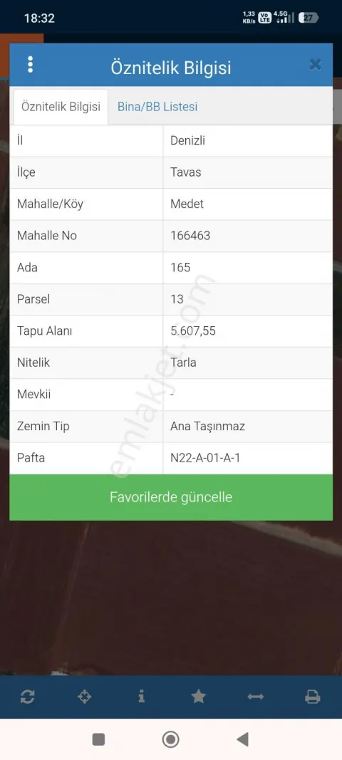 Sahibinden Tavas Medette Acil Satılık Tarla