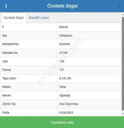 Sahibinden Müstakil Tek Tapulu 6341 M2 Yolu Suyu Mevcut Yerleşime Yakın