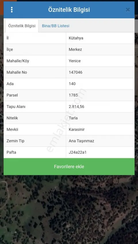Sahibinden Kütahya Merkez Yenice Köyünde 2.814 M² Satılık Mustakıl Tapulu Tarlaa