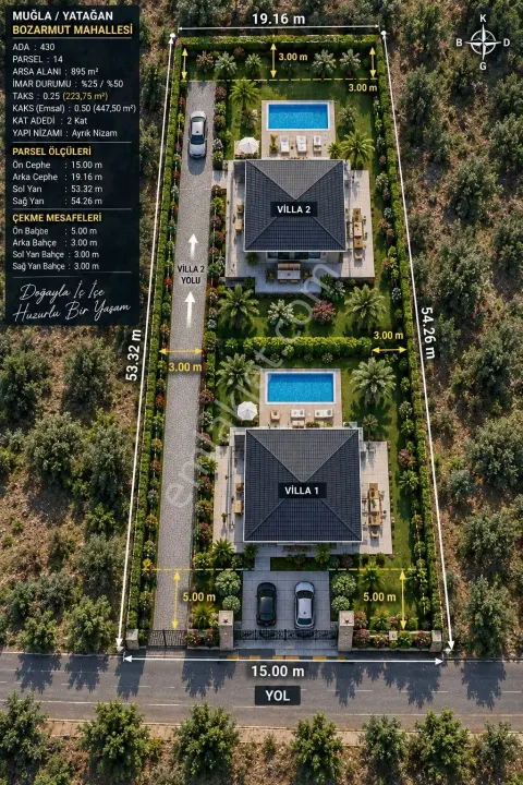 Sahibinden Yatağan Bozarmut’ta 895 M² İmarlı, 2 Kat İzinli Yatırımlık Arsa”