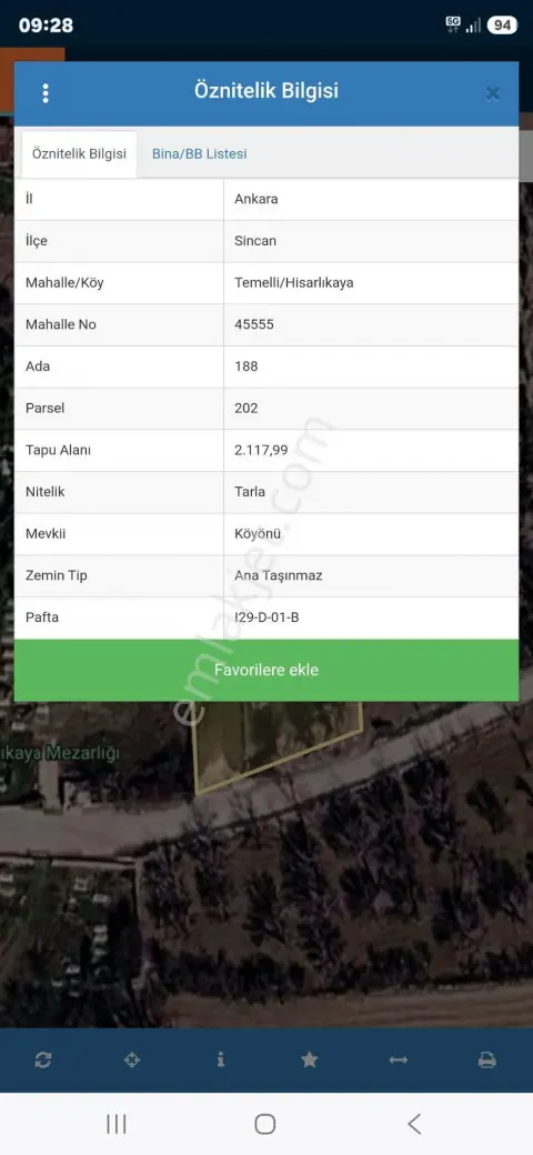 Sahibinden Sincan Hisarlıkaya'da Satılık 265 M² Bağ Bahçe