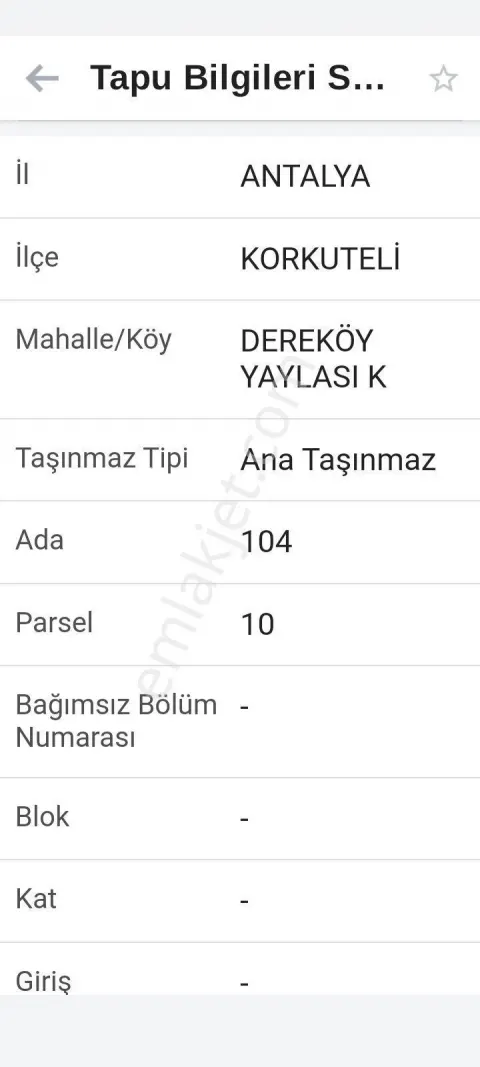 Sahibinden Dereköy Yaylasında Uygun Arsa