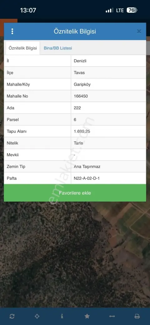 Sahibinden Denizli Tavas Garipköy Nikfer Yolu Üzerinde Satılık 1.699 M² Tarla