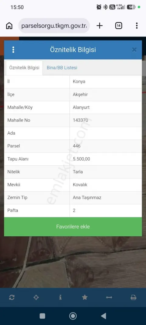 Sahibinden Satılık 5500 M Tarla