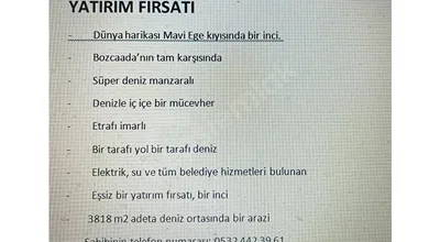 Denize Sıfır Süper Yatırımlık Arazi