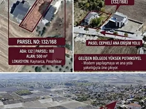 PINARHİSAR KAYNARCA MÜKEMMEL KONUM İÇ YOLA CEPHE 500 M2 ARSA