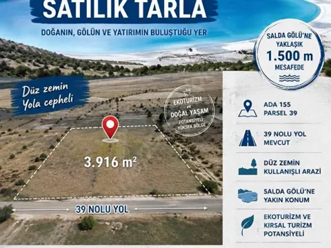 ACİL SATILIKTIR.. SALDA BÖLGESİNDE RESMİ YOLA CEPHELİ UYGUN FİYATLI YATIRIMLIK TARLA