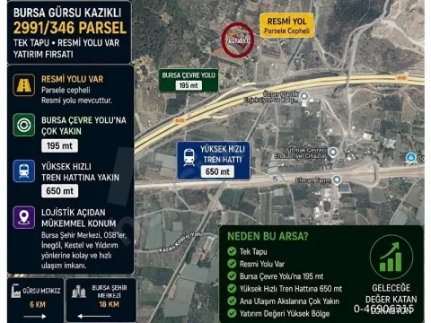•KAZIKLI'DA TEK TAPU • RESMİ YOLU VAR • ÇEVRE YOLUNA VE HIZLI TREN GÜZERGÂHINA YAKIN YATIRIM FIRSATI