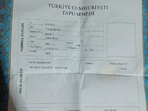 Hatay Yayladağı Bozlu Mahallesi