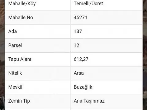 SAHİBİNDEN KONUT İMARLI ARSA 612 M TAM GÜNEY
