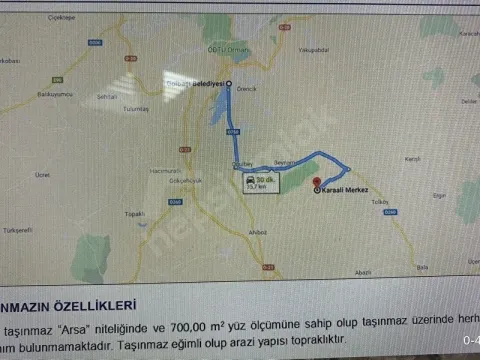 Sahibinden 700 m2 Arsa ( 630 M 3 Kat Çatı Hariç 9.50 M İmarlı )