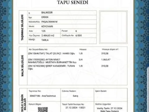 Paşalimanın da satılık tarla