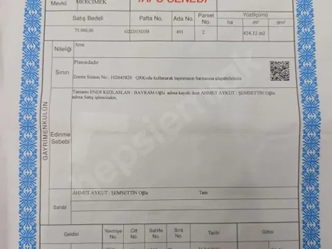 Sahibinden acil  satılık köşe parselli arsa