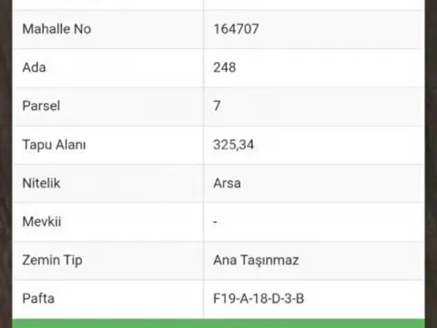 Sahibinden Misinli 3 kat imarlı 325 m2 arsa